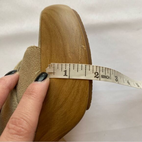 Zara Leather Suede Chunky Wood Heel Boho Hippie Sandals Size 38/ US 8 - Picture 14 of 14